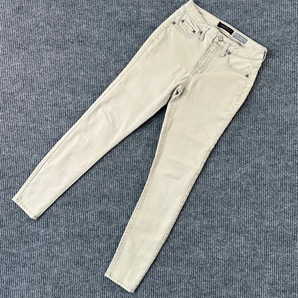 Aeropostale Womens 4 High Waisted Jeggings Beige Skinny Pants Neutral Y2K Casual